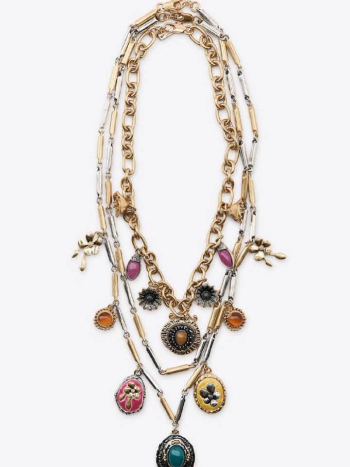 Charming Stack 3 Necklaces in One- Recycled Brass- NEW for wholesale by HoopLa