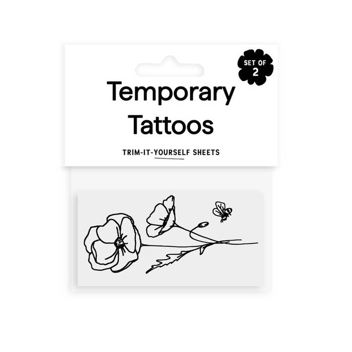 Saint Tattoos - Venta al por mayor Tatuajes temporales - Flor de nacimiento de agosto - tatuajes temporales de amapola1