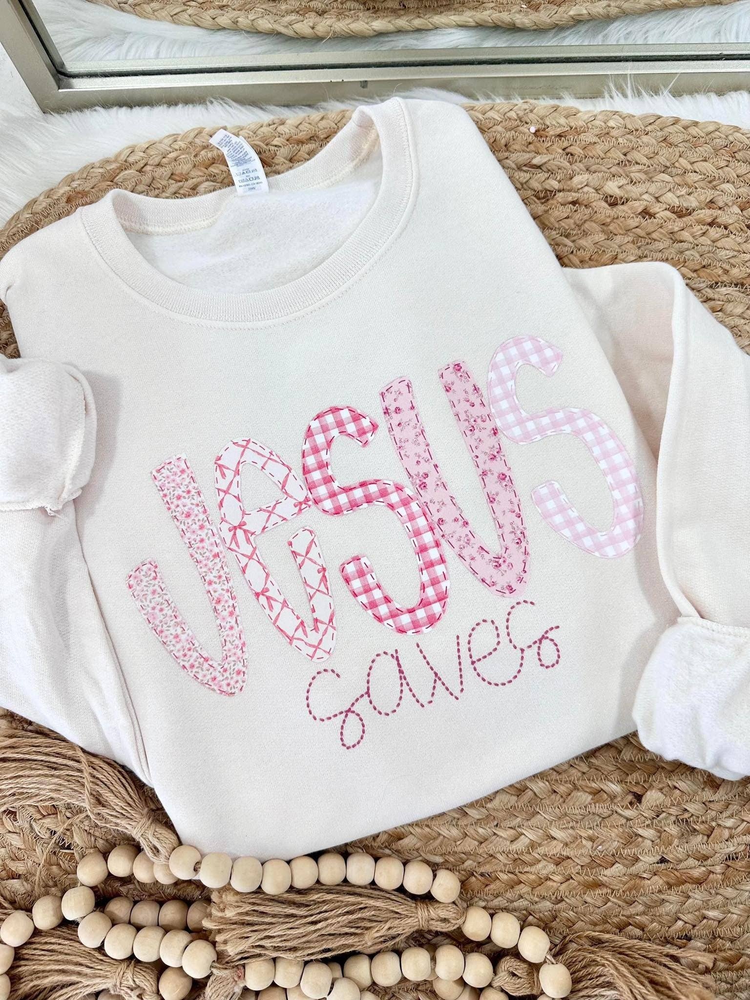 Dash Forward Wholesale - Vendita all'ingrosso Felpa stampata - Donna - Felpa Patchwork DTF "Gesù Salva"0