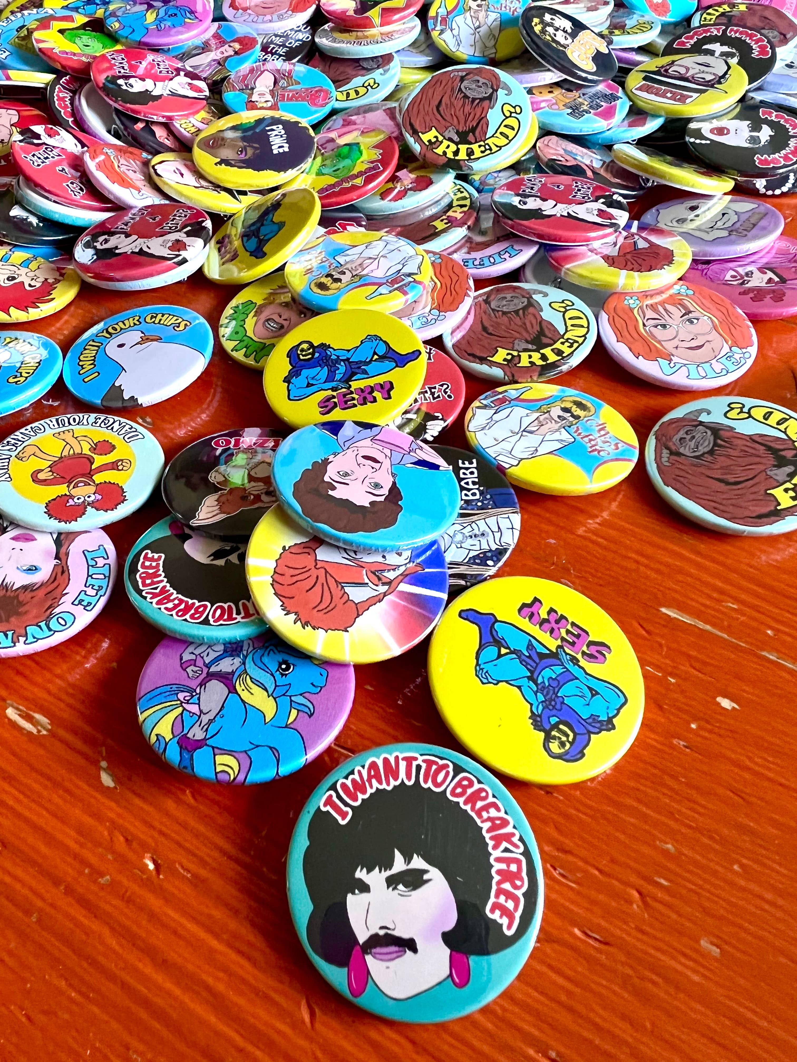 Bite Your Granny – wholesale Lapel pin/button – 100 BADGE ASSORTMENT (pack of 100)2