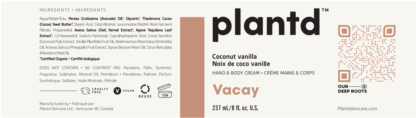 Plantd Skincare - Wholesale Hand & Body Lotion - hand & body cream - vacay (reusable 8 oz)4