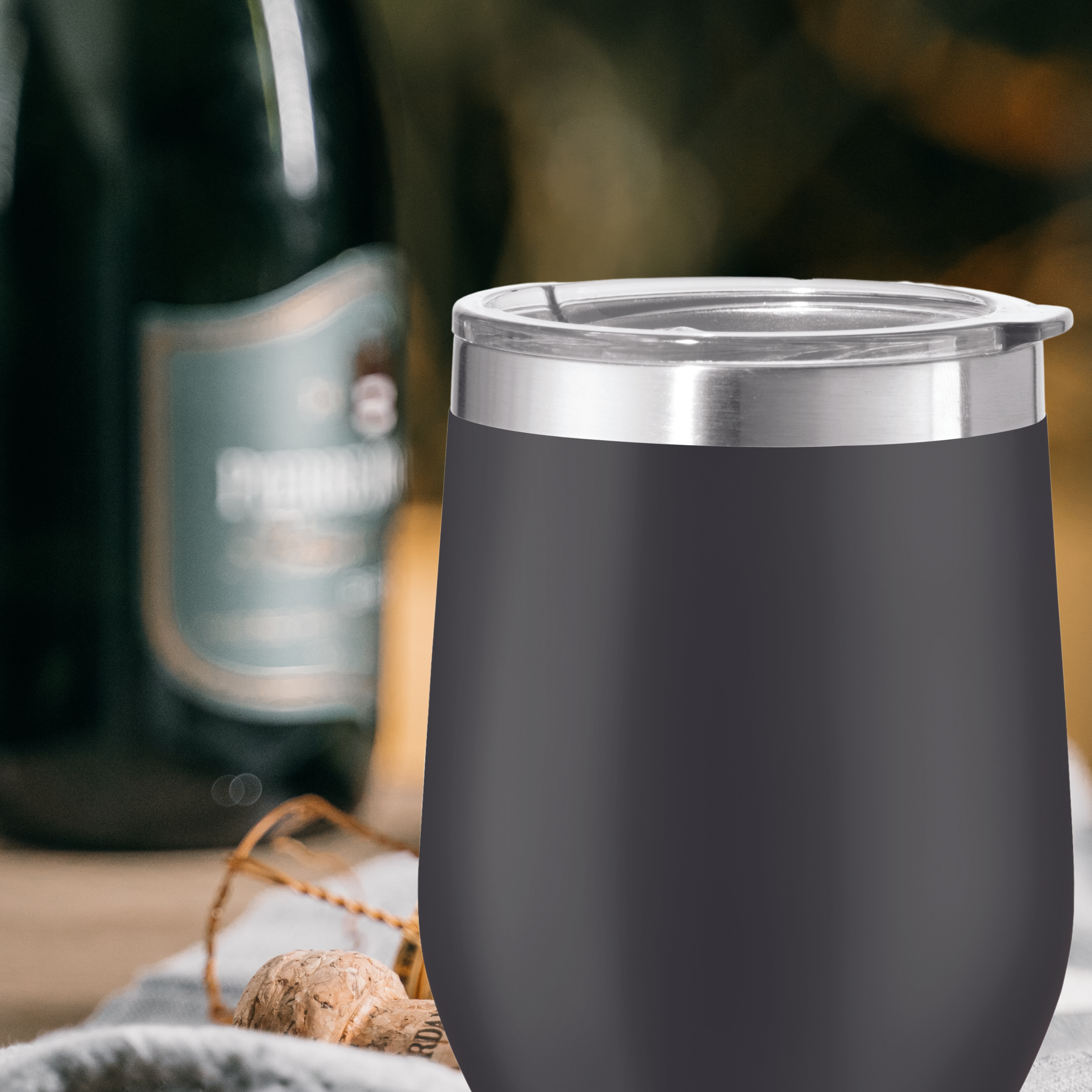Oggi - Wholesale Insulated Mug/Tumbler - Wine Tumbler - Cheers Insulated, 12 oz Black3