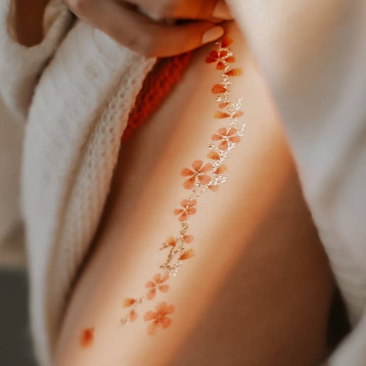 Pink Blossoms Temporary Tattoos Stickers for wholesale by PAPERSELF