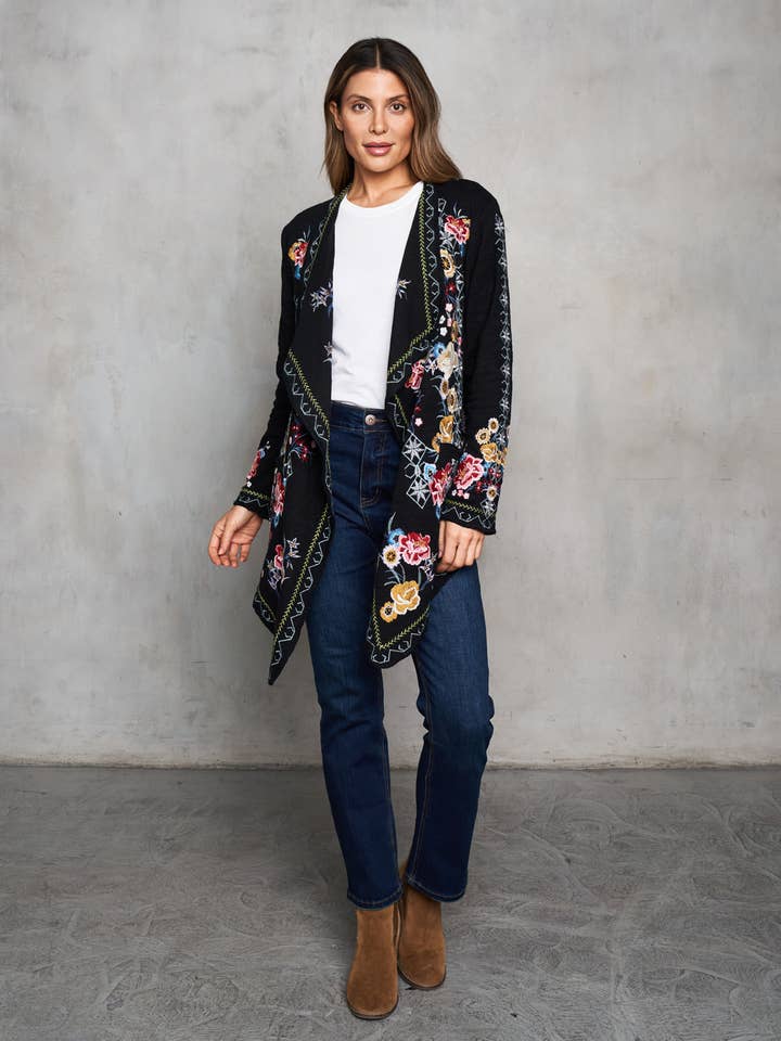 MJ-1168 Dubbelsidig stickad broderad kofta för wholesale av Paparazzi