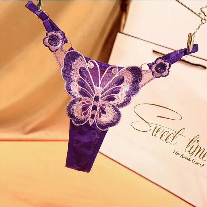 VIGOR - Wholesale Underwear - Women's - Premium Quality Transparent Lace Thongs Butterfly Accessories G String Women Underwear(10 Pack)