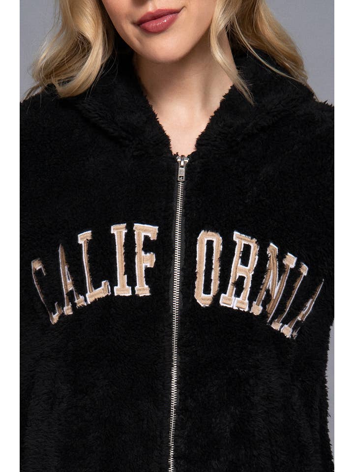 Active Basic | Active USA - Wholesale Fur/faux fur coat – Women's - Long Sleeve California Embroidery Hooded Faux Fur Jacket13
