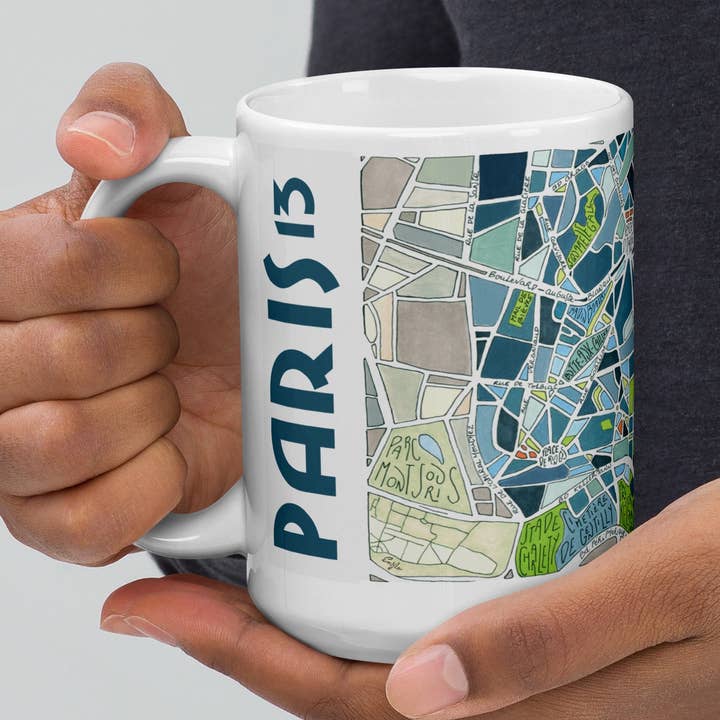 Illustrated mug PARIS, 13th arrondissement - City Map for wholesale by EmYLo