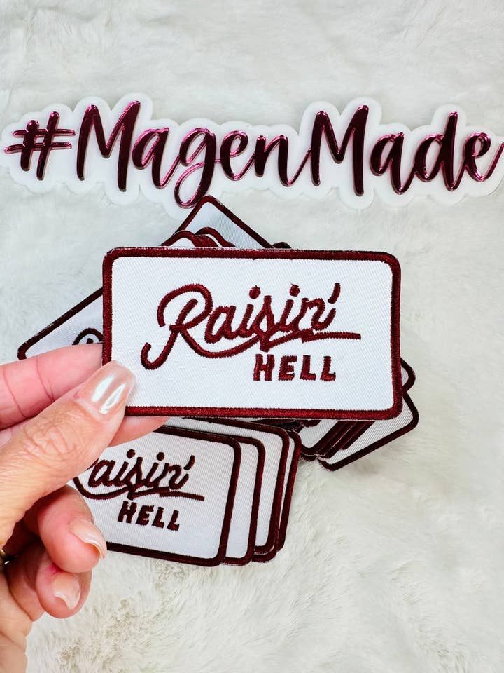 Patch Bordado Raisin' Hell por atacado de Magen Made Designs
