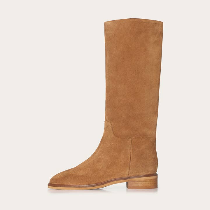 Polo High Boots, caramel velvet for wholesale by Balagan Studio