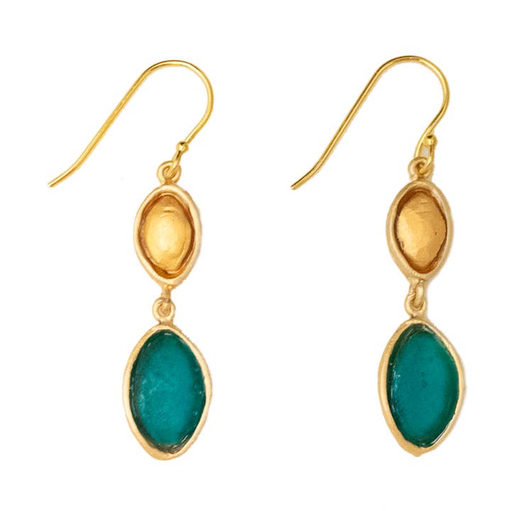 Peacock 2 Drop Earrings - Peacock Blue for wholesale by Michael Vincent Michaud