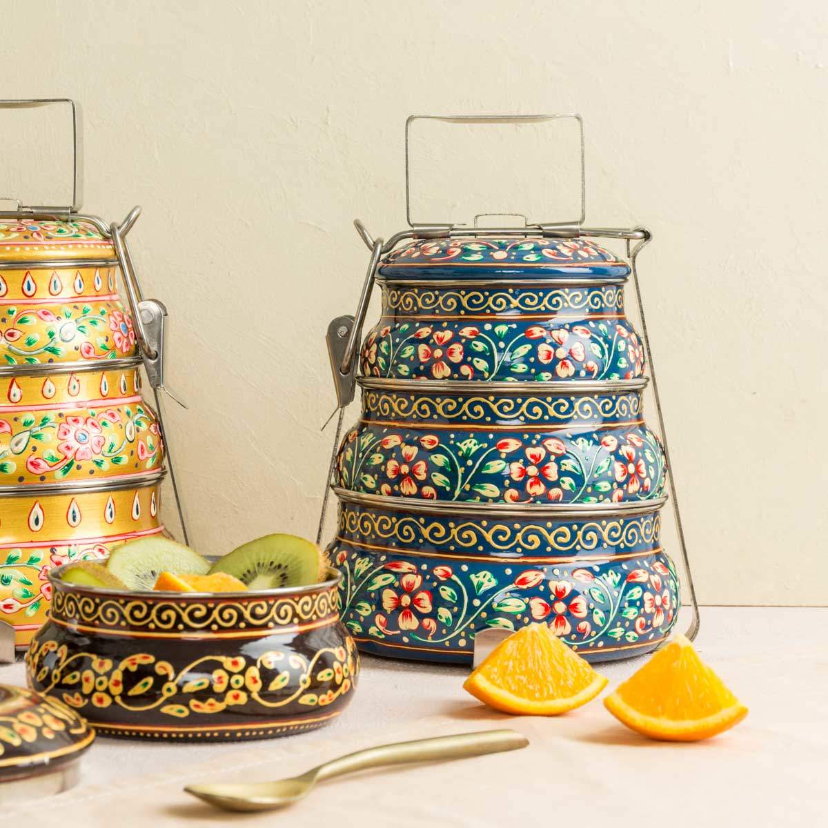 Mytri Designs – wholesale Food storage container – Tiffin Box with Three Tiers7