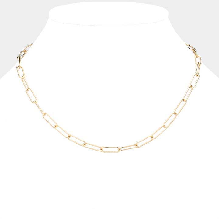 Gold Dipped Open Metal Oval Link Necklace for wholesale by Sensibling Corp.