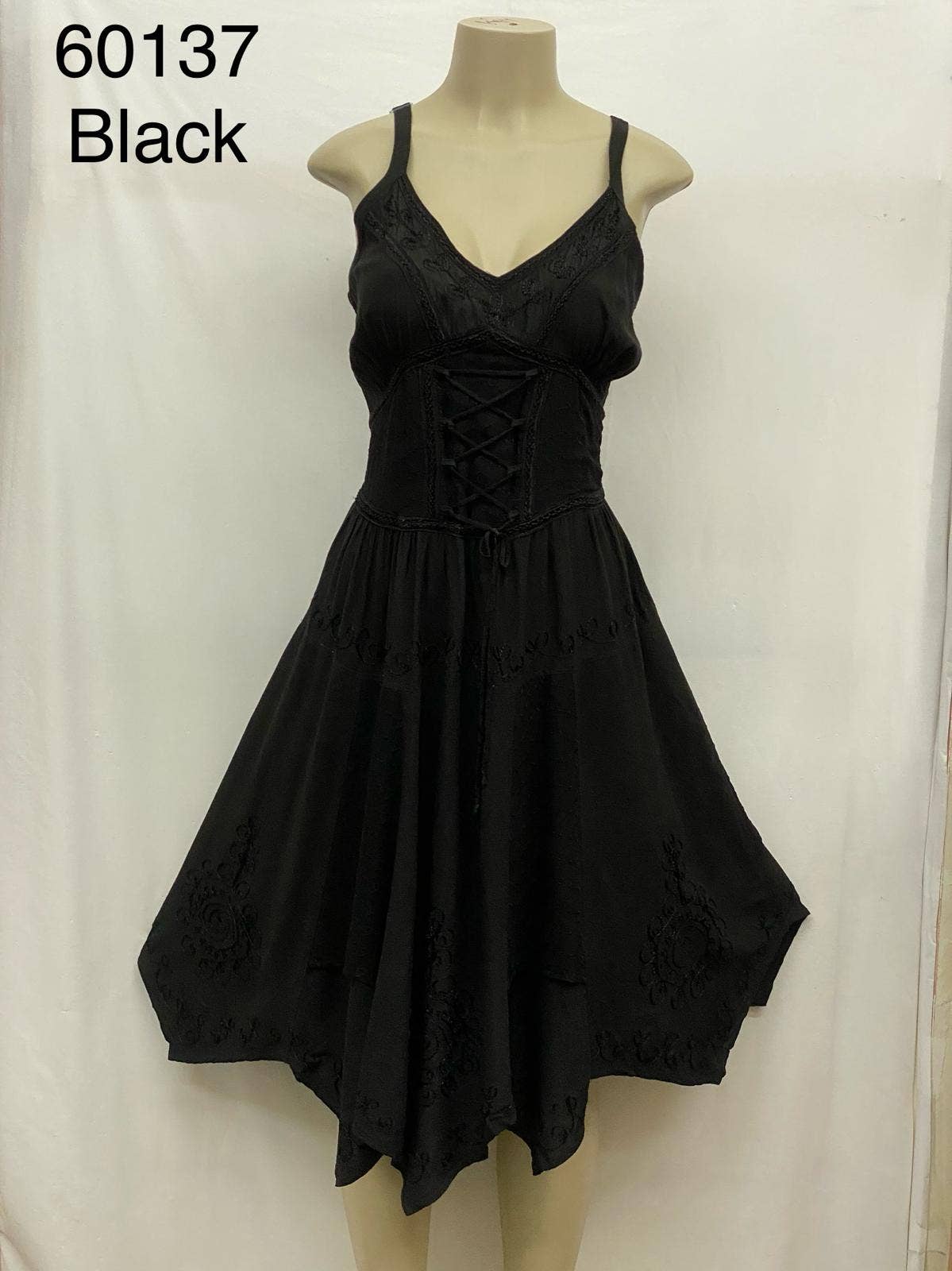 JUST CRUISING - India Casual Designs - Wholesale Dress - Women's - Bohemian Lace-Up Handkerchief Hem Dress5