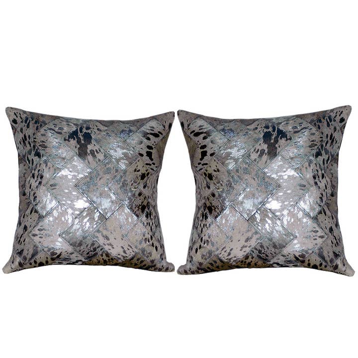 HILASON - Wholesale Throw Pillow Cover - Hilason Cowhide Leather Hair-On Patchwork Cushion Pillow Cover