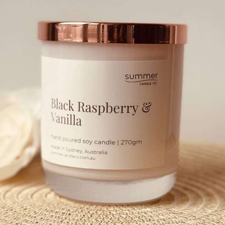 Black Raspberry & Vanilla Soy Wax Candle for wholesale by Summer Candle Co