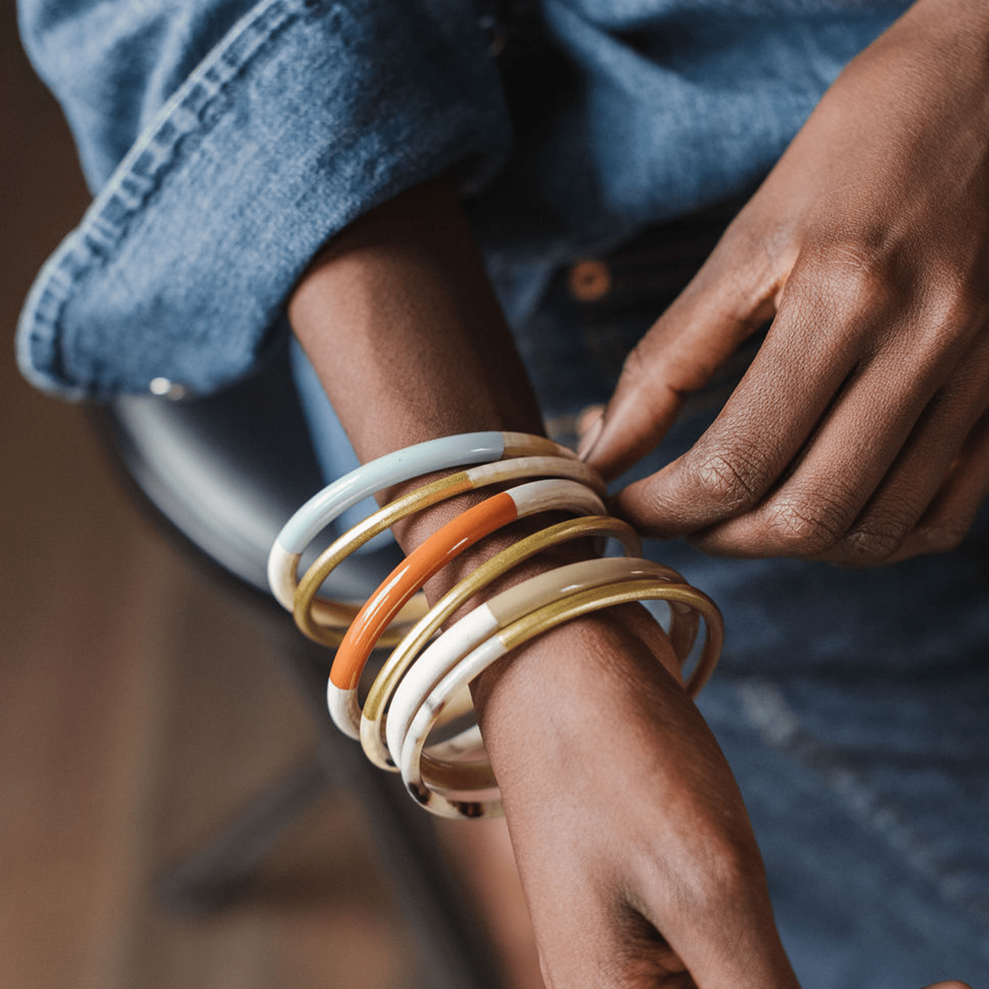 Sunshine Tienda - Vente Parures de bijoux - Ensemble de bracelets rigides métalliques d'automne1