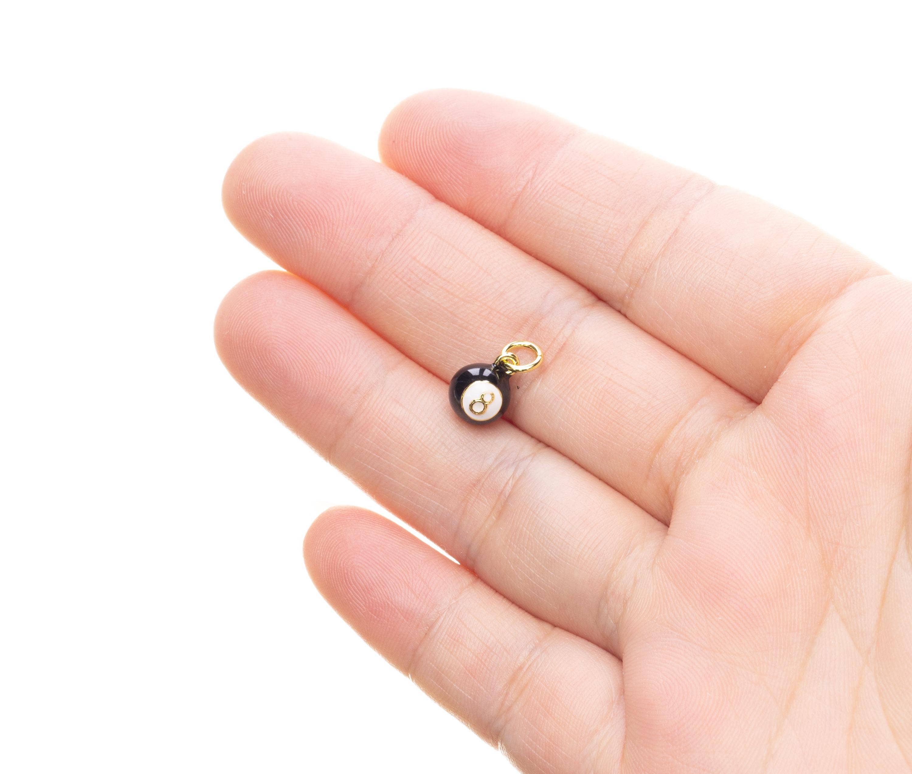 Jewel Pledge - Wholesale Individual Charm/Pendant - Number 8 Billiard Ball Necklace Charm, Good Luck CPG25096