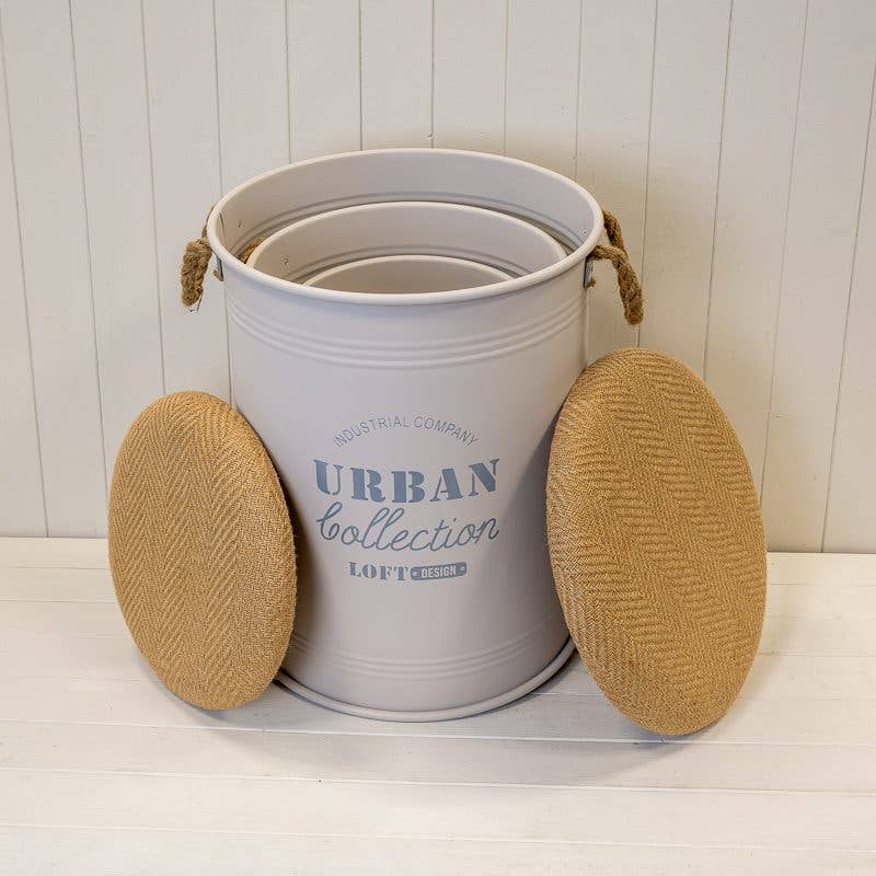 Satchville – wholesale Trunk – Set Of Three Cream Urban Round Storage Containers3