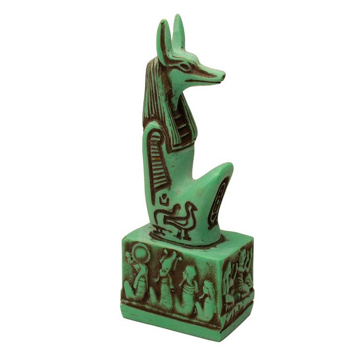Anubis Kneeling Green - 5" - Egyptian God for wholesale by Discoveries, Inc.