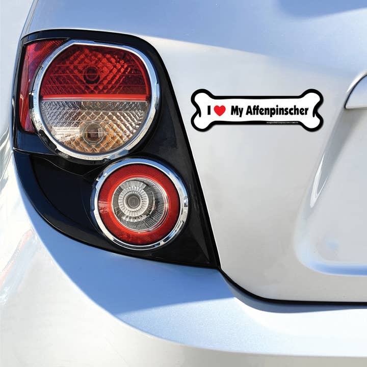 Imagine This Company - Wholesale Magnet - I Love My Affenpinscher - Bone Car Magnet
