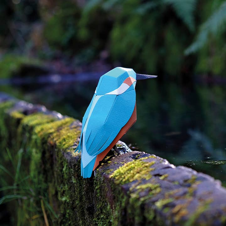Today is Art Day – wholesale DIY craft kit – Common Kingfisher - Bird 3D Paper Figure by Plego