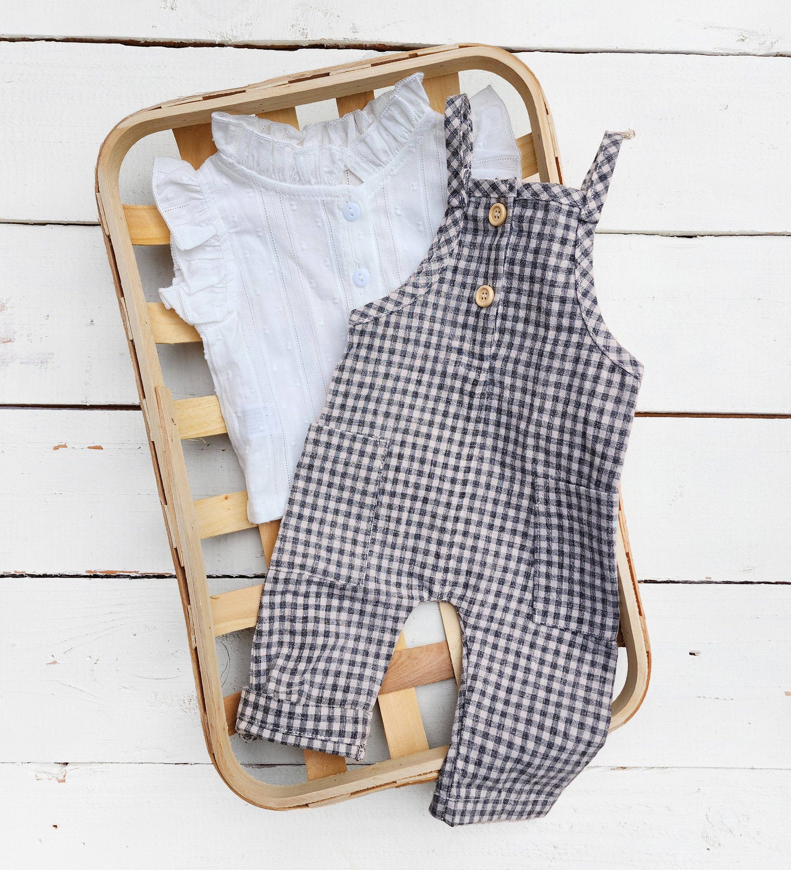 OLIVE & CRADLE - Wholesale Jumpsuit - Baby - Atticus Gingham Cotton Romper3