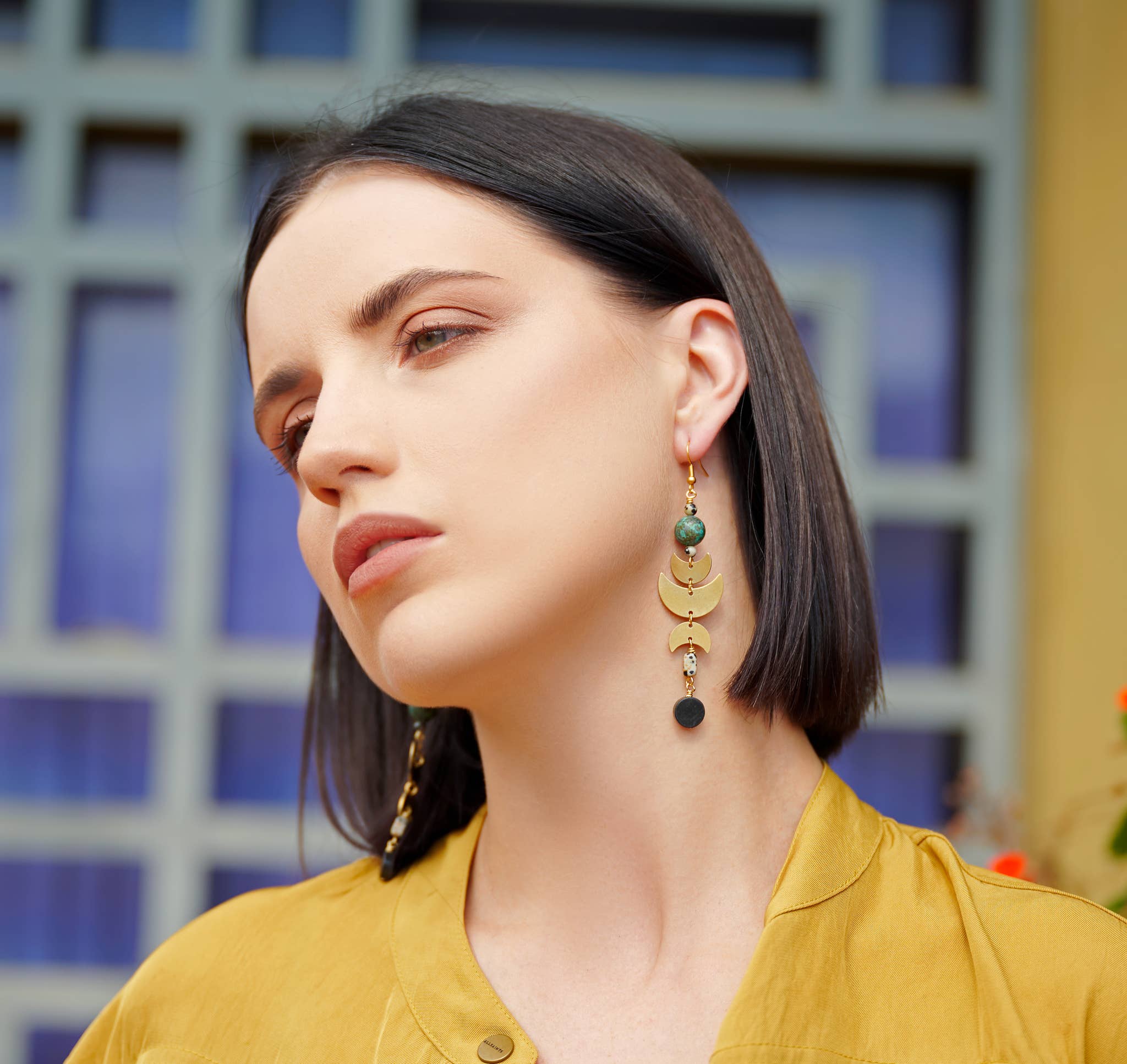 XTRA by Stacey - Vendita all'ingrosso Orecchini pendenti - The Urbana Earring - Orecchino a fasi lunari in ottone turchese7