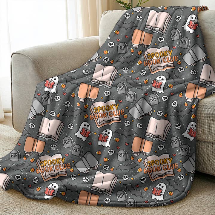 Spooky Book Club Blanket for wholesale by Posh Paperie
