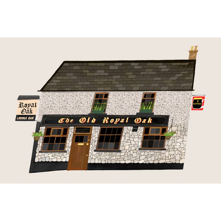 Impresión artística del pub The Old Royal Oak, Dublín, Irlanda para venta al por mayor de Conor Langton Art