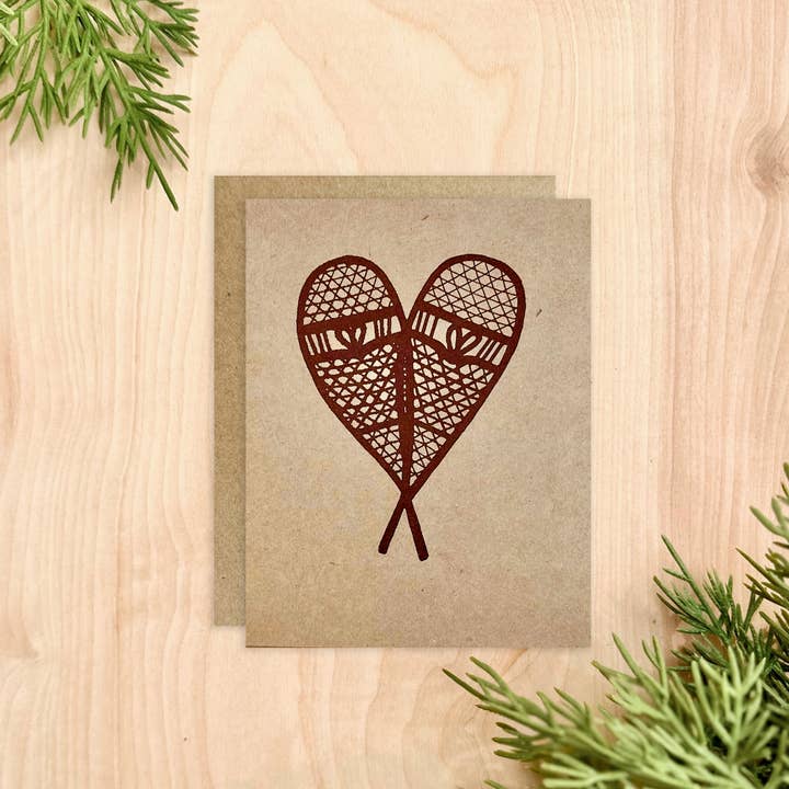 Biglietto di auguri Snowhoes | Kraft per la vendita all'ingrosso da parte di Printworthy