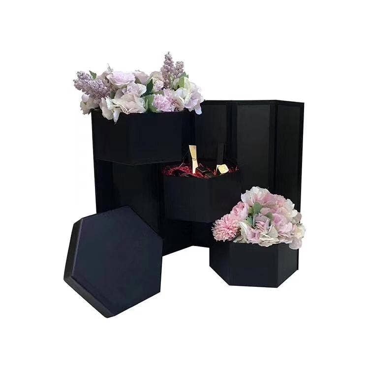 UNIKPACKAGING - Wholesale Gift Box - Hexagon 3-Tier Surprise Flower Gift Box with Lid16