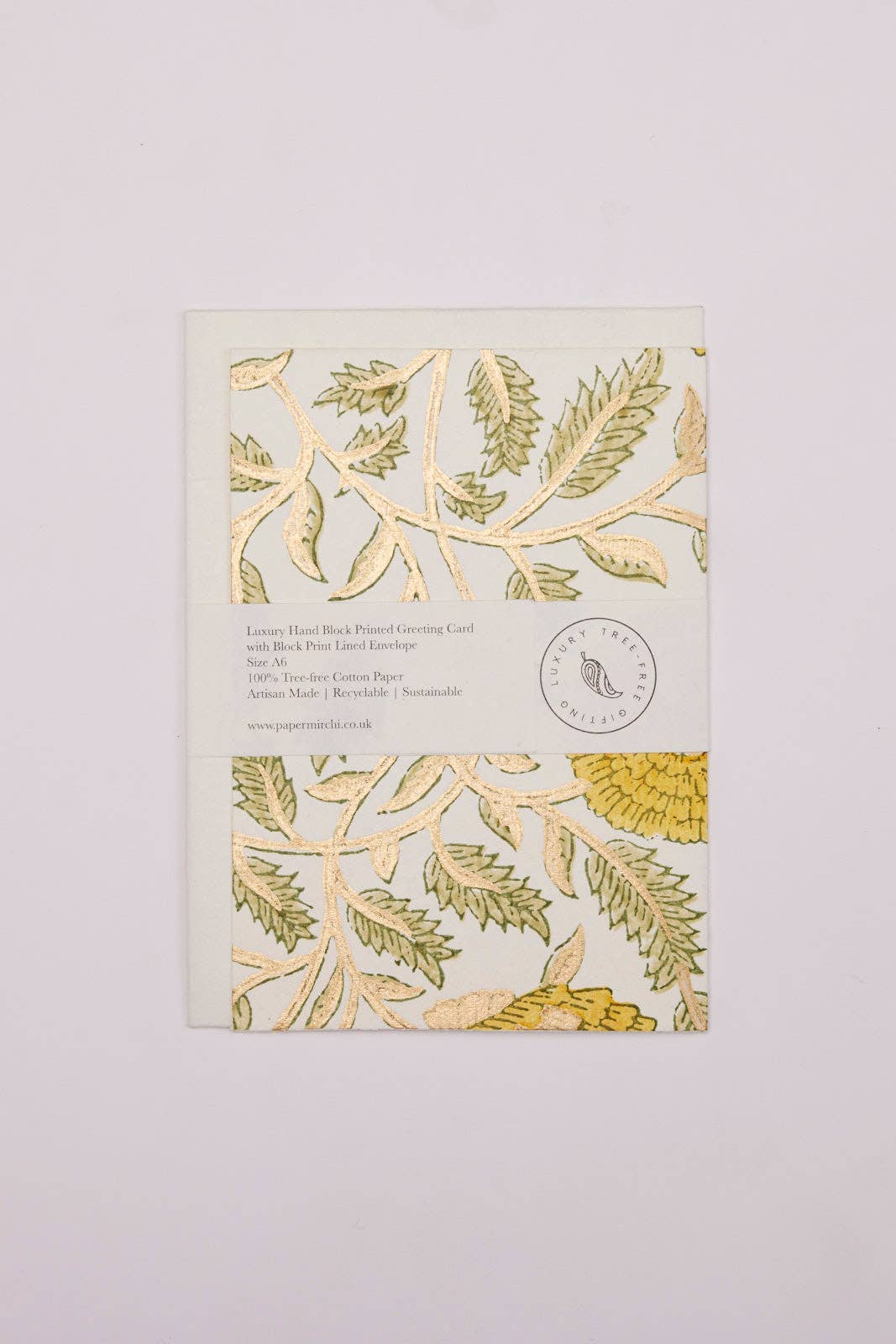 Paper Mirchi – wholesale Everyday greeting card – Hand Block Printed Greeting Card - Marigold Glitz Sunshine1