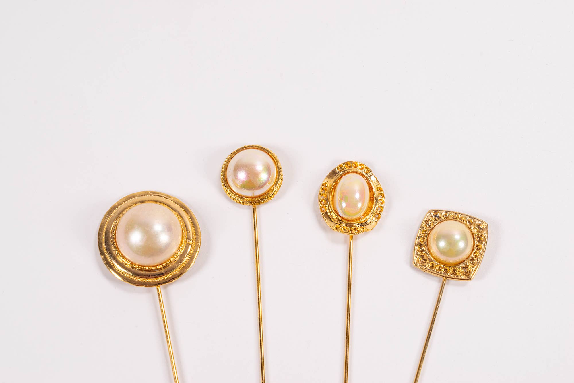 KaKyCo - Wholesale Hat Accessory - Women's - 4 Pieces Gold/Pearl Hat Pin Set | A4000-026-029PK