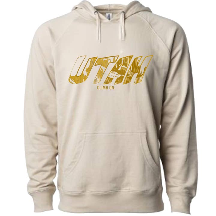 Sweat à capuche unisexe Utah Yellow Climb On pour la vente par Stryder Gear