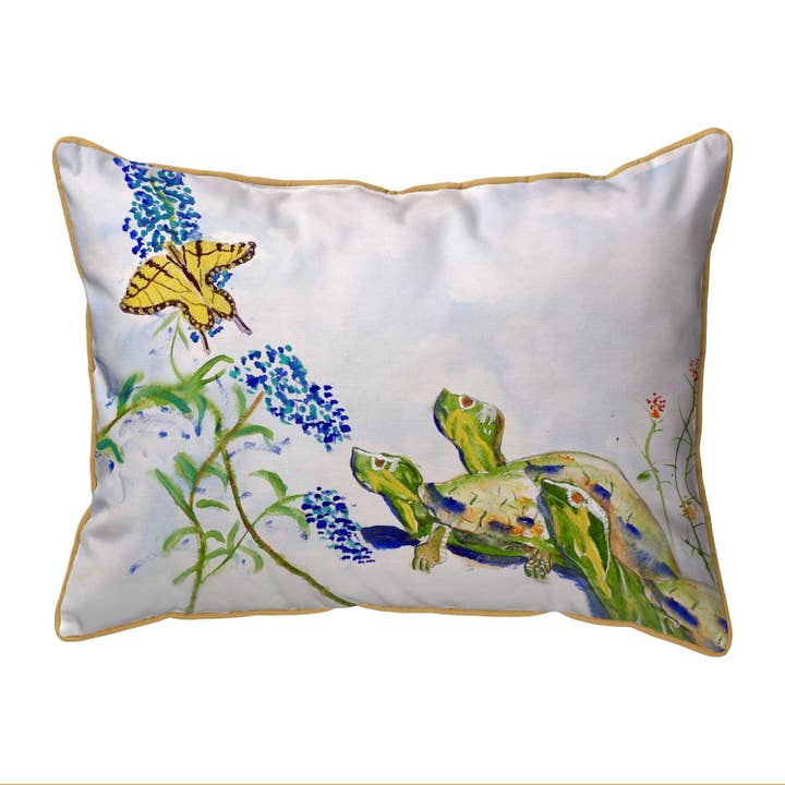 Turtles & ButterFly Corded Pillow for wholesale by Betsy Drake Interiors