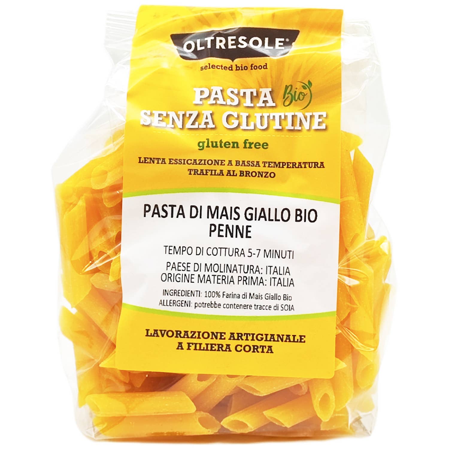 Oltresole - Wholesale Pasta - ORGANIC YELLOW CORN PASTA PENNE 350 g0