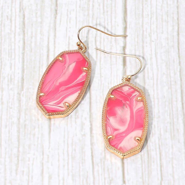 Sensibling Corp. - Wholesale Dangle Earrings - Hexagon Resin Frame Dangle Earrings6