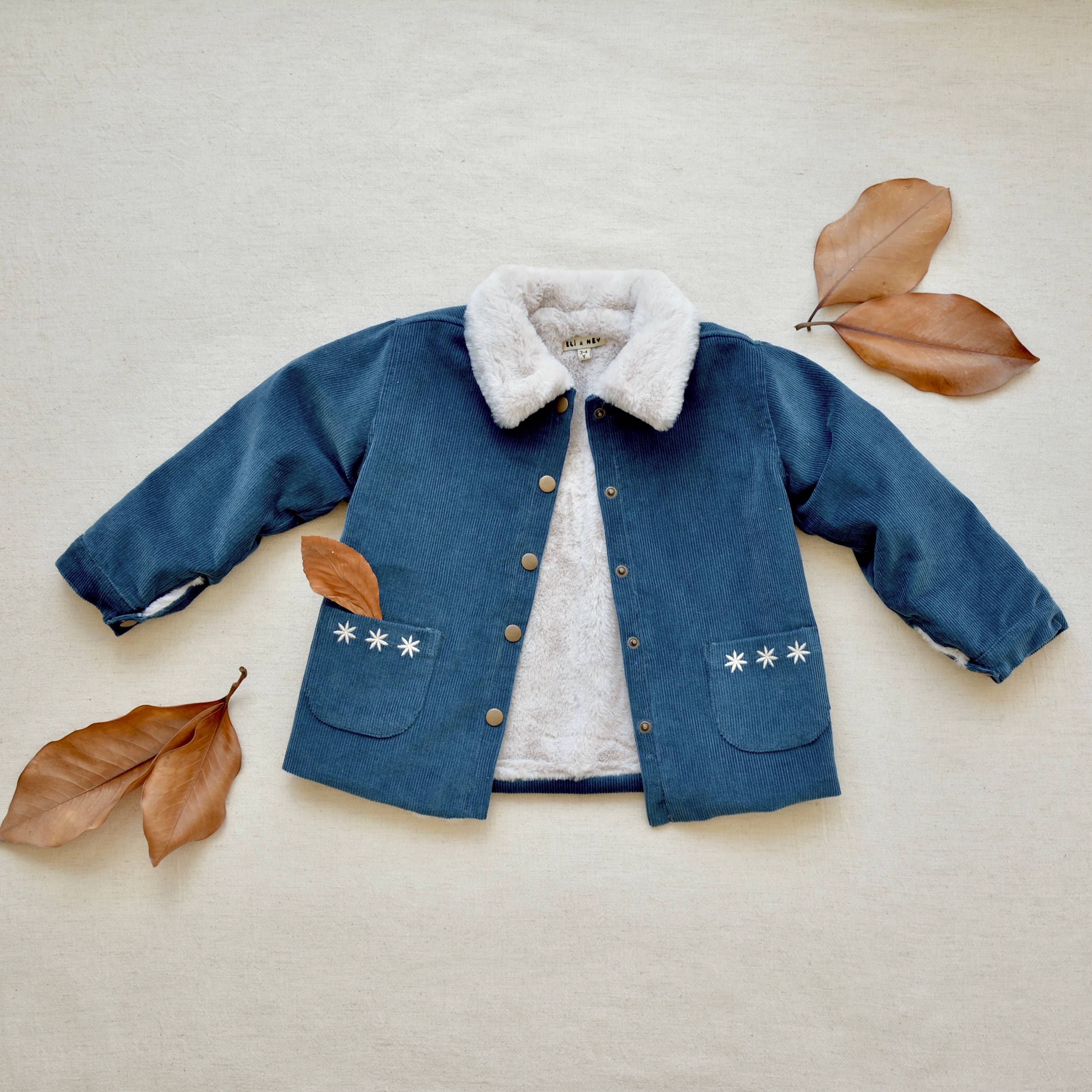 Eli & Nev (we cover U.S. import duties) - Wholesale Jacket - Kids - Baby / Kids Blue Corduroy and Faux-fur Jacket OEKO-TEX11