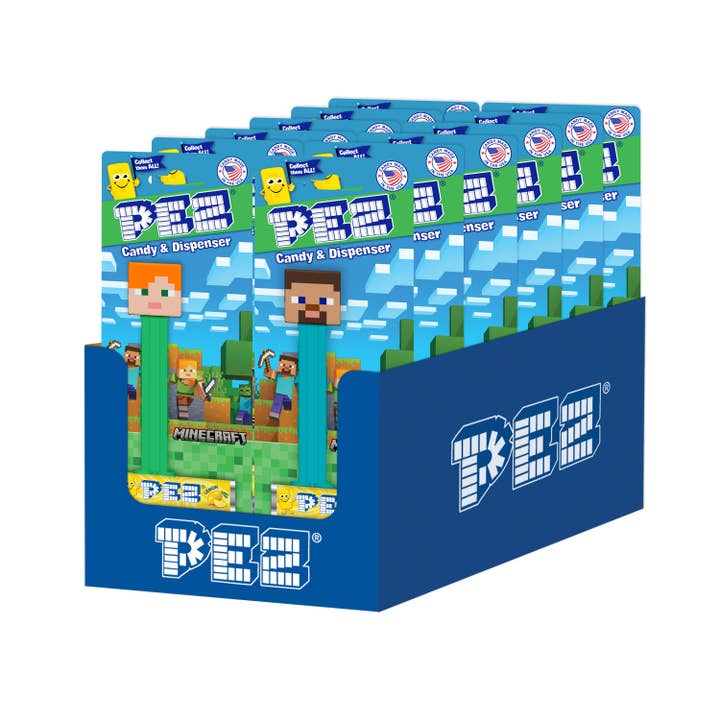 Grandpa Joe's Candy Shop - Wholesale Retailer Display - Food & Drink - Pez Blister Card - Minecraft, 12ct