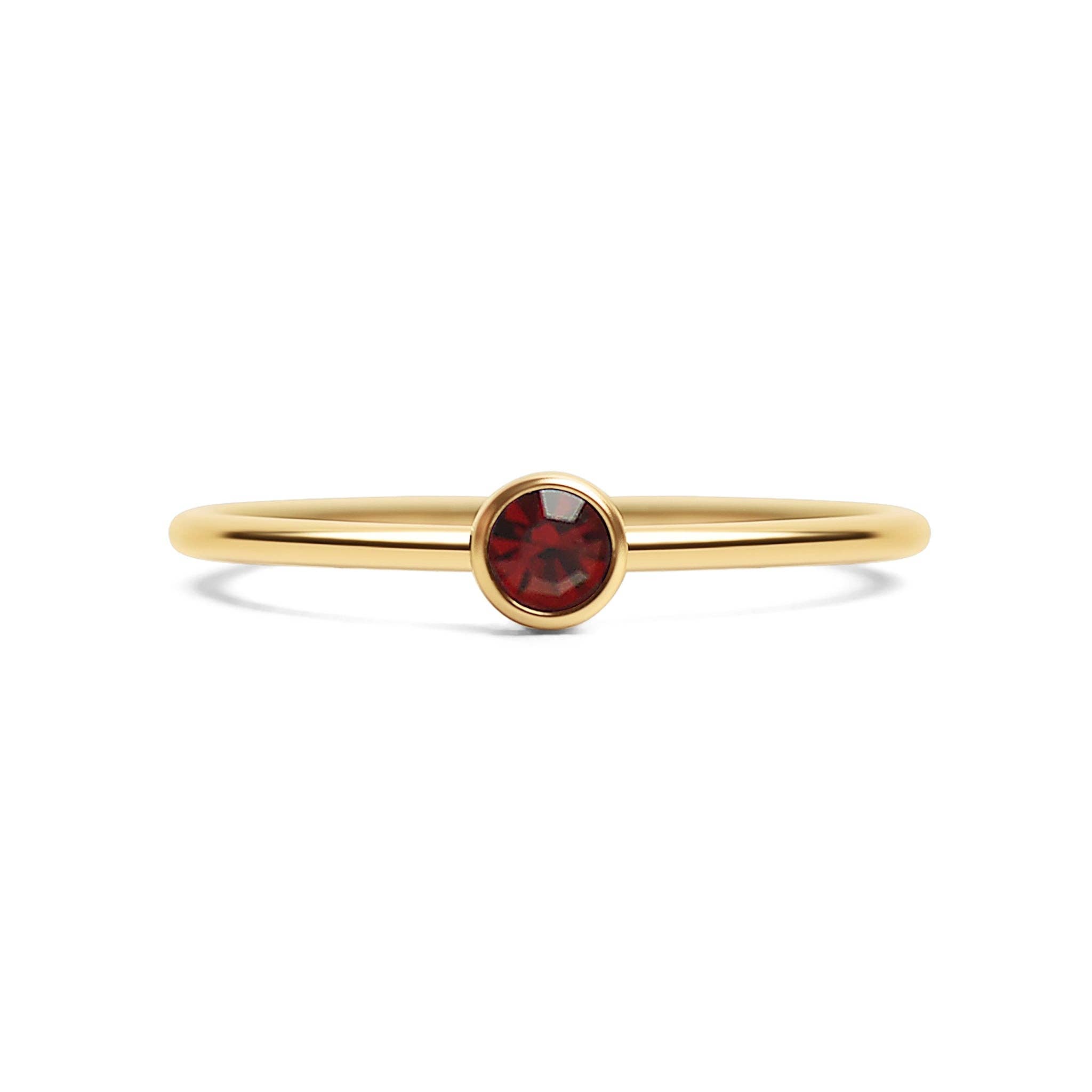 WJW - Vente Solitaire - Bague empilable pierre de naissance 18K or PVD (Midi/Taille 3)0