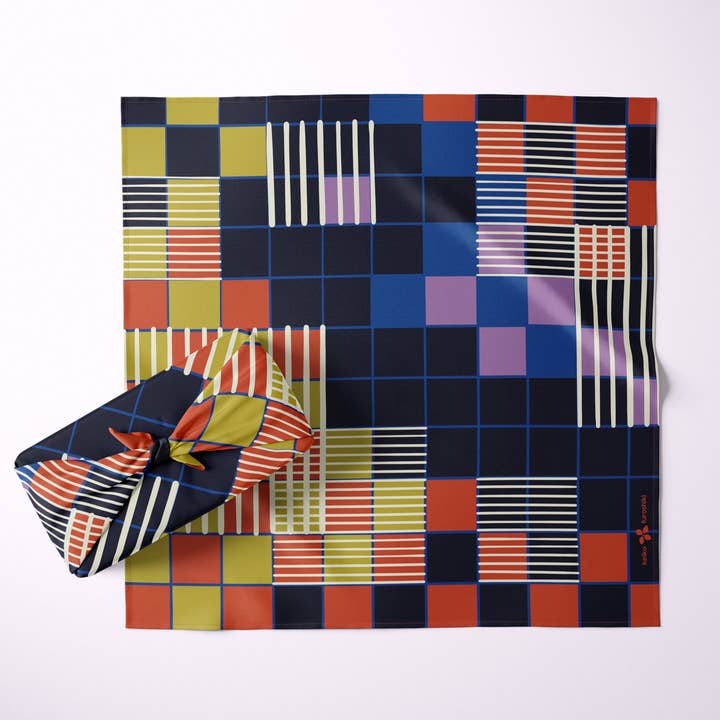 Furoshiki Reusable Japanese Fabric Gift Wrap Ichimatsu for wholesale by Keiko Furoshiki