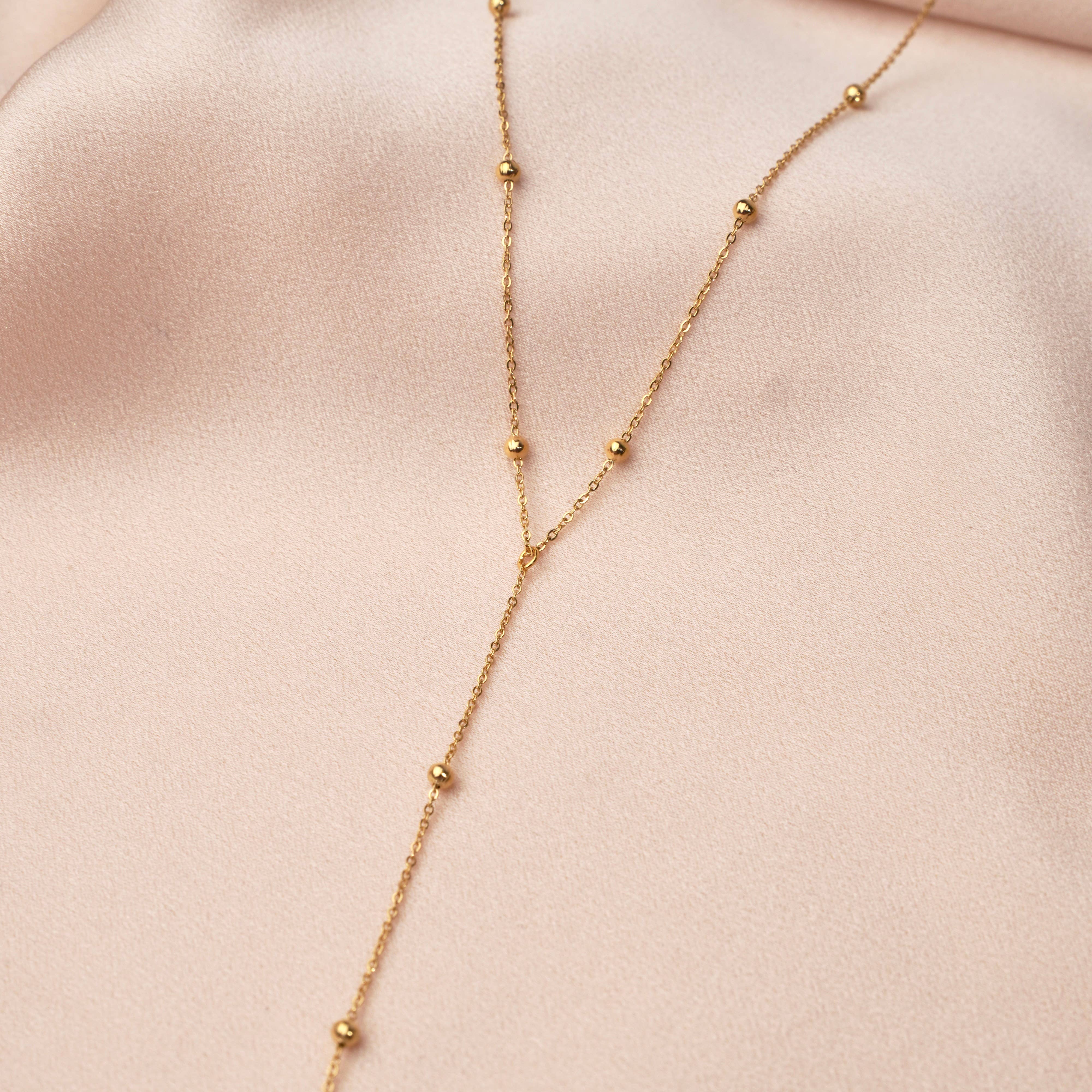 Victoire Collection – wholesale Y-neck/lariat necklace – Women's Y lasso steel ball chain necklace1