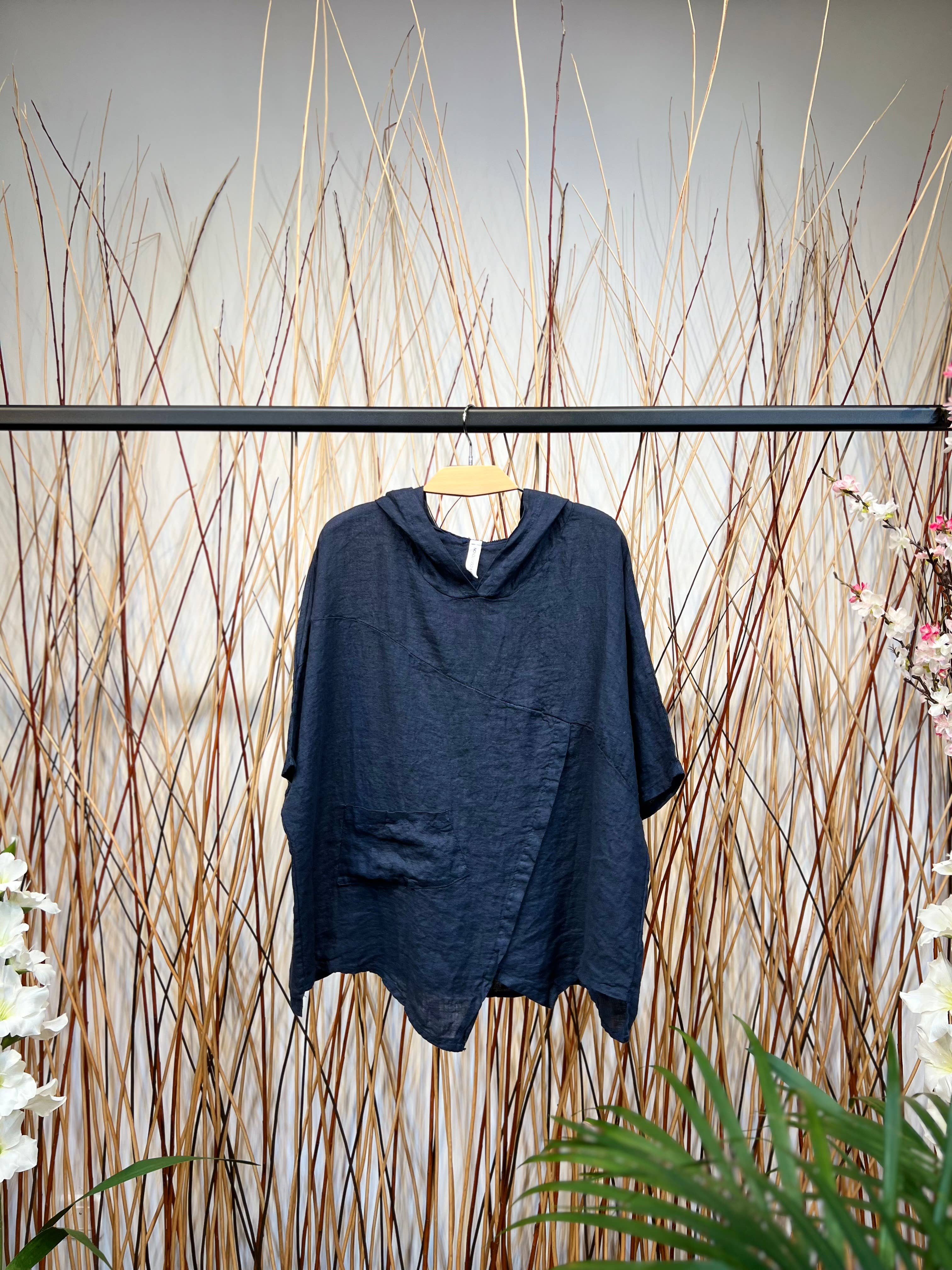 L'Emotion - Wholesale Tunic - Women's - 100% Linen Tunic Hood Functional Pocket1