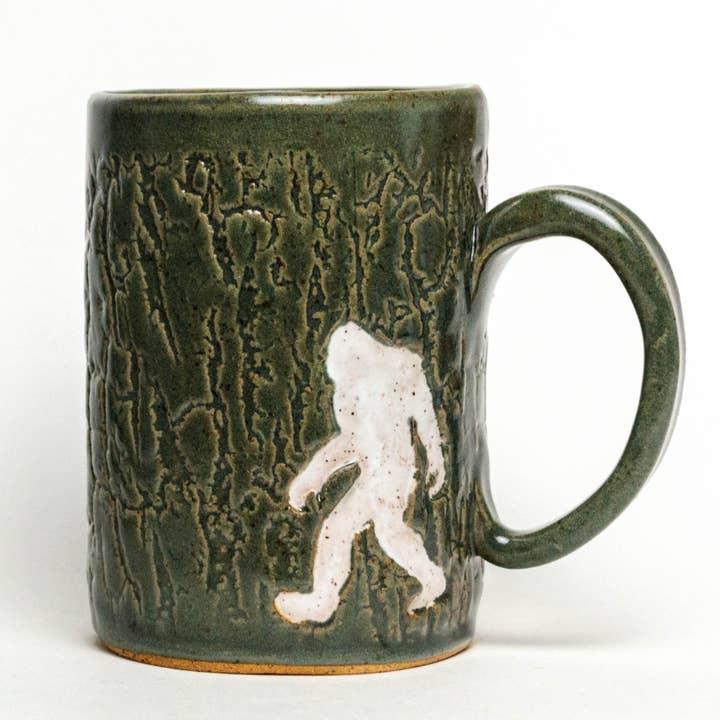 Yeti / Abominable Snowman Handmade Ceramic Blue 14oz Mug for wholesale by White Squirrel Clayworks