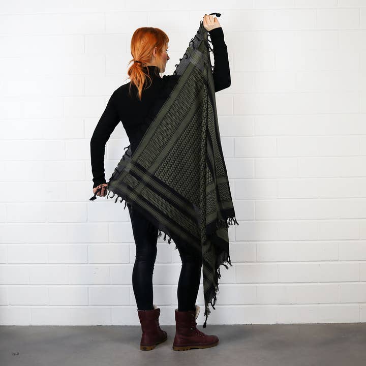 Tribal Trade GmbH - Wholesale Scarf - Unisex - Palituch black green-khaki Kufiya PLO scarf8