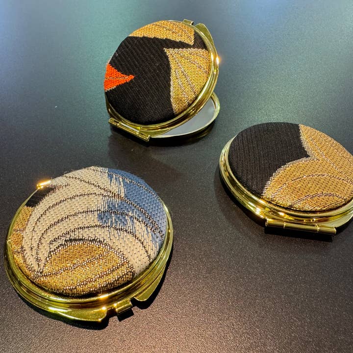 KOTO - Wholesale Compact Mirror - Kimono Obi Compact Mirror (Gold)