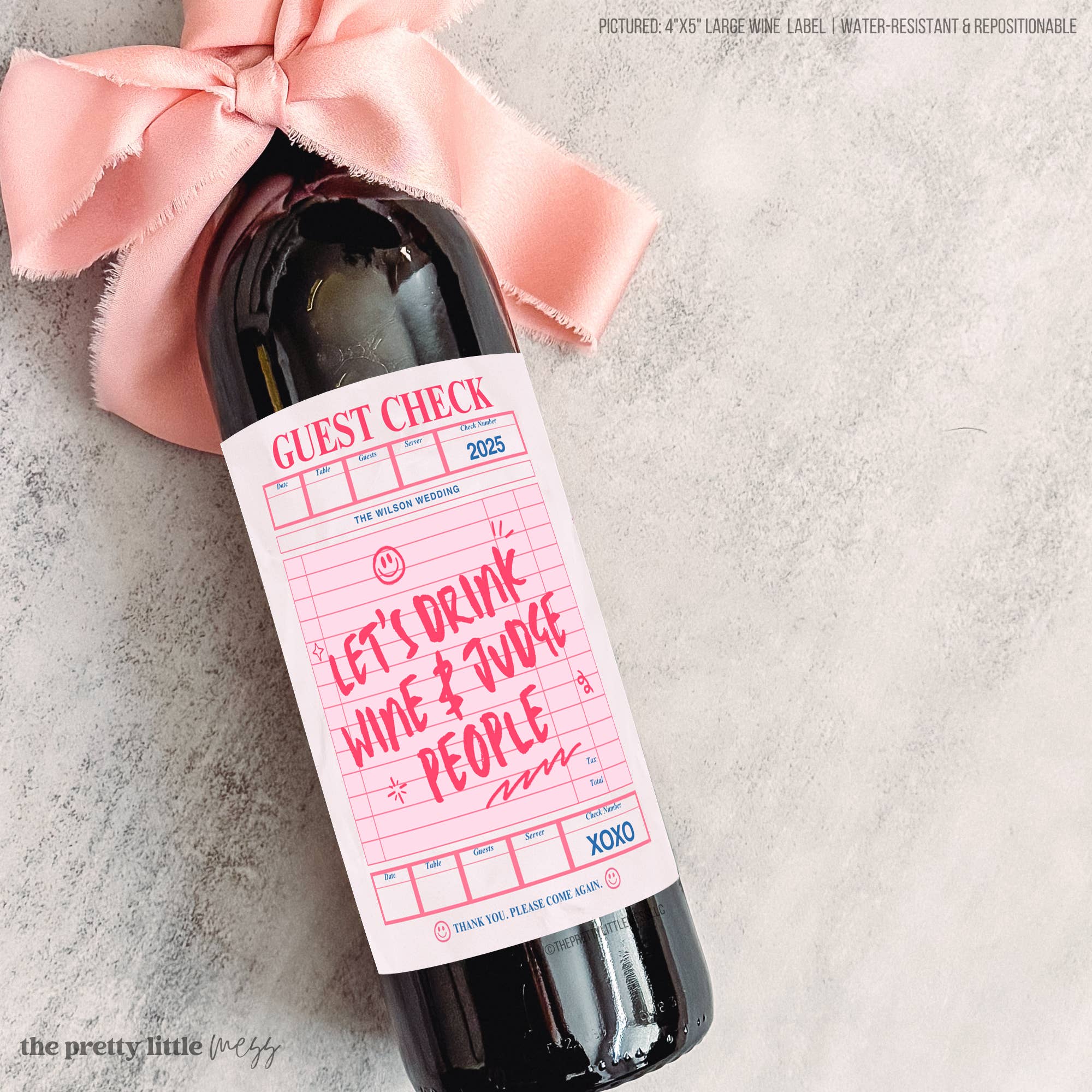 the pretty little mess – Großhandel Geschenkanhänger-Etikett – Lass uns Wein trinken und Leute beurteilen | Lustiges Geschenk für die beste Freundin