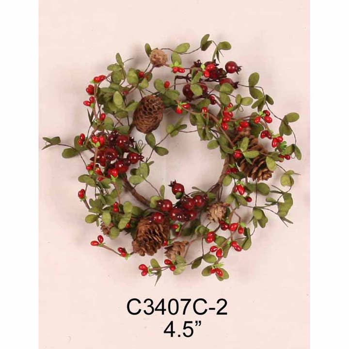 Rustic 4.5" Artificial Candle Ring Wreath Home Decor for wholesale by Tellon Investment & Trade