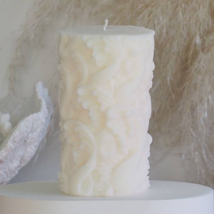 Pillar candle (WAVE) in soy wax, Christmas, for wholesale by Candles Wholesale Au
