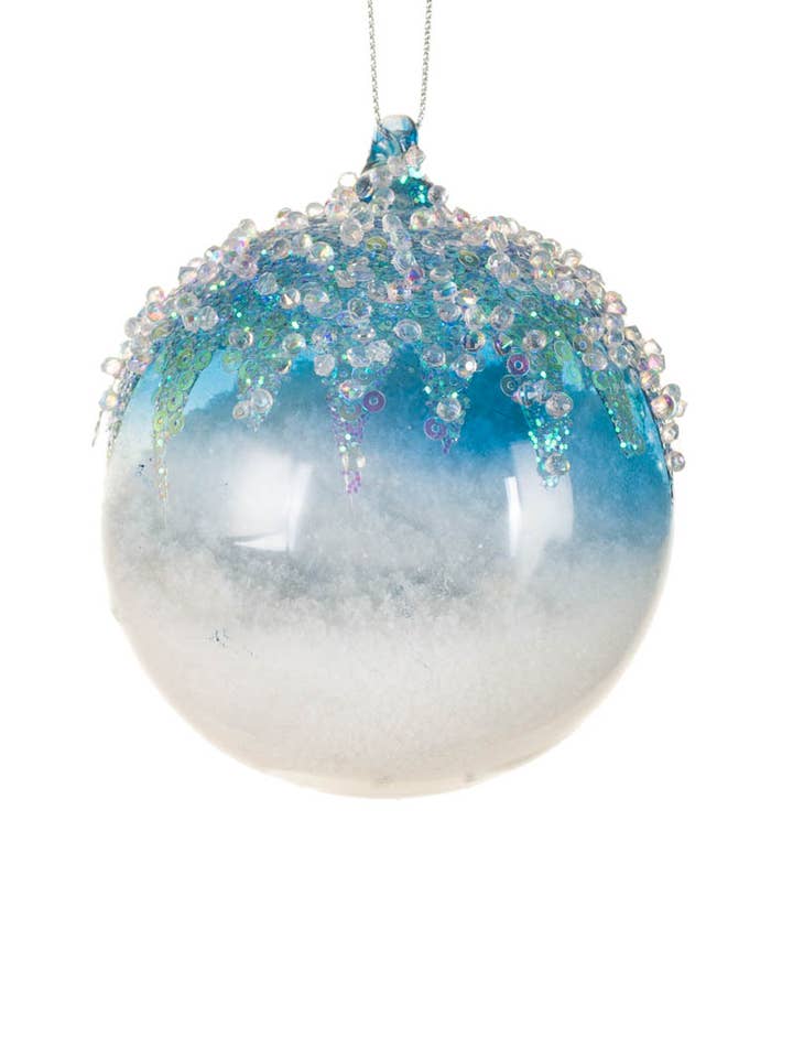 NOUVELLE-Boule de Neige Blanche/Bleue Avec Neige Poudrée pour la vente par Starlight Collection